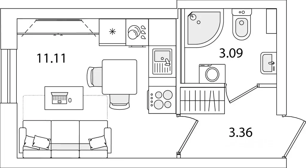 Студия Санкт-Петербург ул. Тамбасова, 5Н (17.56 м) - Фото 0