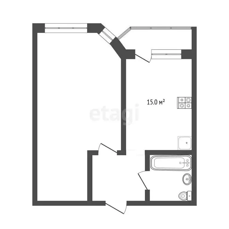 1-комнатная квартира: Тюмень, улица Мельникайте, 144А (36 м) - Фото 1