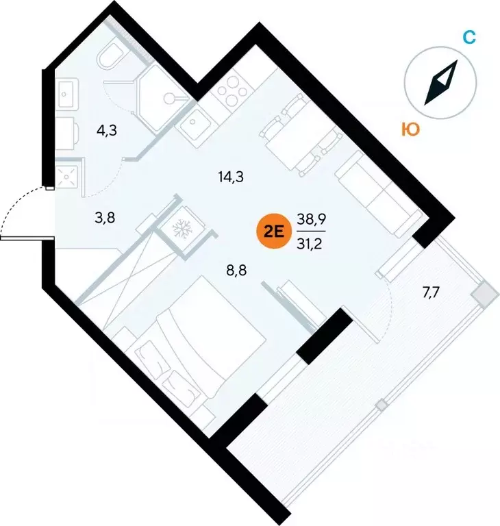 1-к кв. Крым, Евпатория городской округ, Заозерное пгт ул. Аллея ... - Фото 1