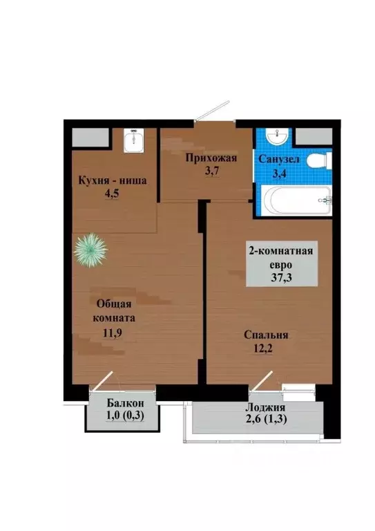 2-к кв. Забайкальский край, Чита просп. Маршала Жукова (37.2 м) - Фото 1