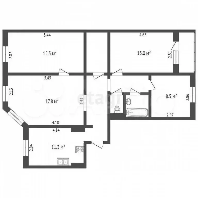 4-к. квартира, 85,1 м, 8/9 эт. - Фото 0
