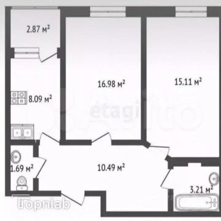2-к кв. Ростовская область, Аксай ул. Менделеева, 53А (57.1 м) - Фото 2