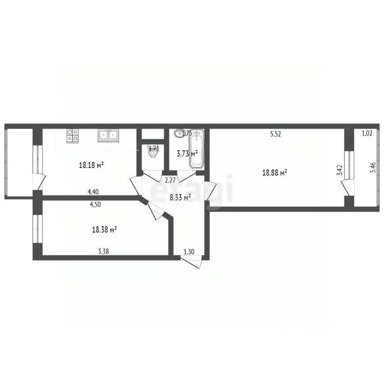 2-к кв. Ульяновская область, Ульяновск ул. Скочилова, 7 (66.6 м) - Фото 2