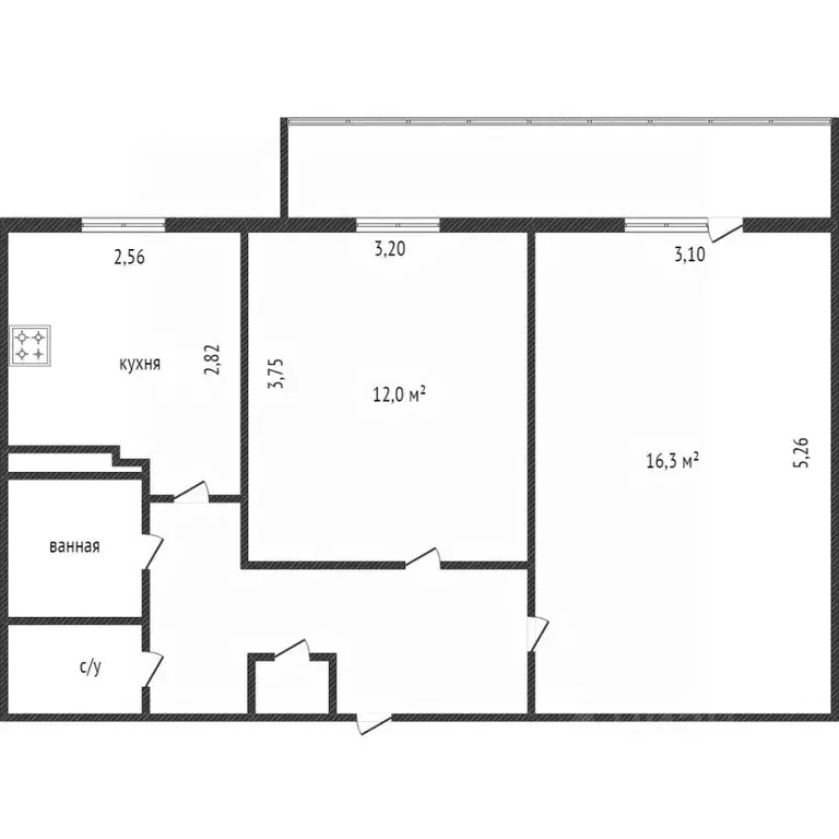2-к кв. Белгородская область, Белгород ул. Буденного, 14а (74.4 м) - Фото 2