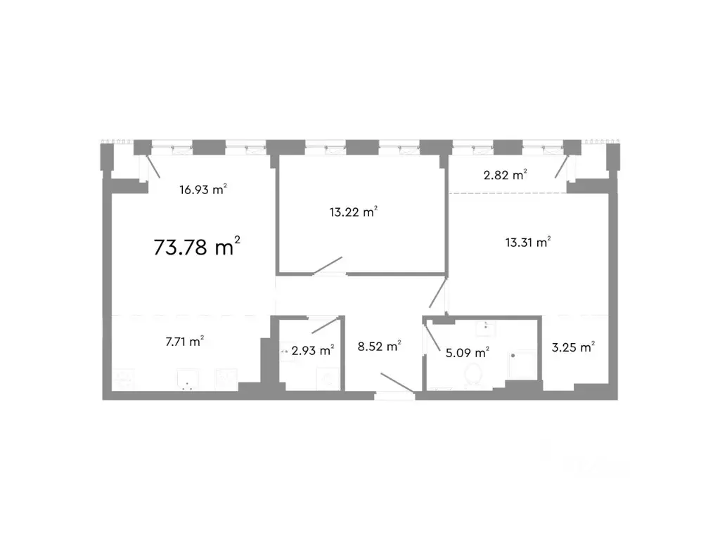 2-к кв. Челябинская область, Челябинск ул. Худякова, 18/2 (73.78 м) - Фото 0