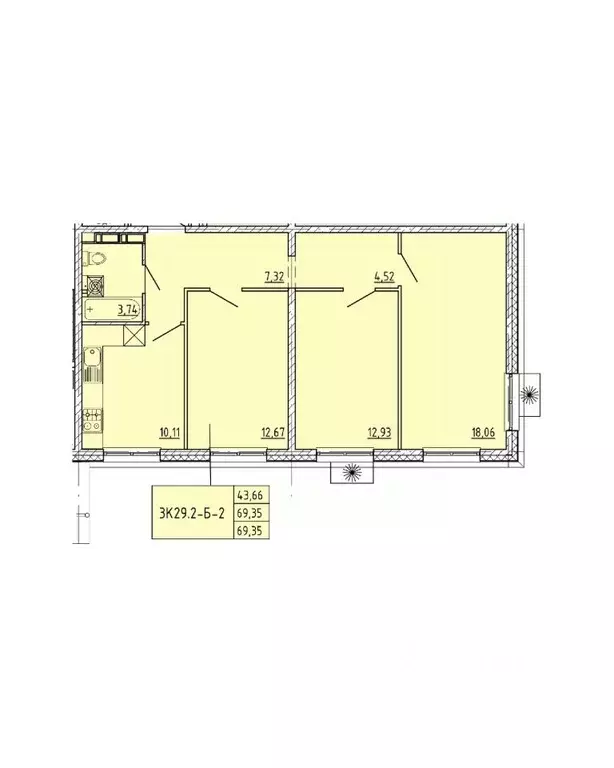 4-к кв. Пензенская область, Пенза Побочинская ул., с9 (69.35 м) - Фото 0