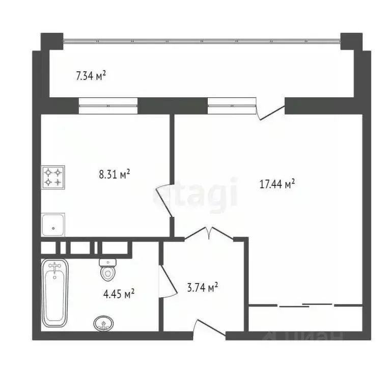 1-к кв. Красноярский край, Красноярск ул. Петра Подзолкова, 6 (34.0 м) - Фото 2