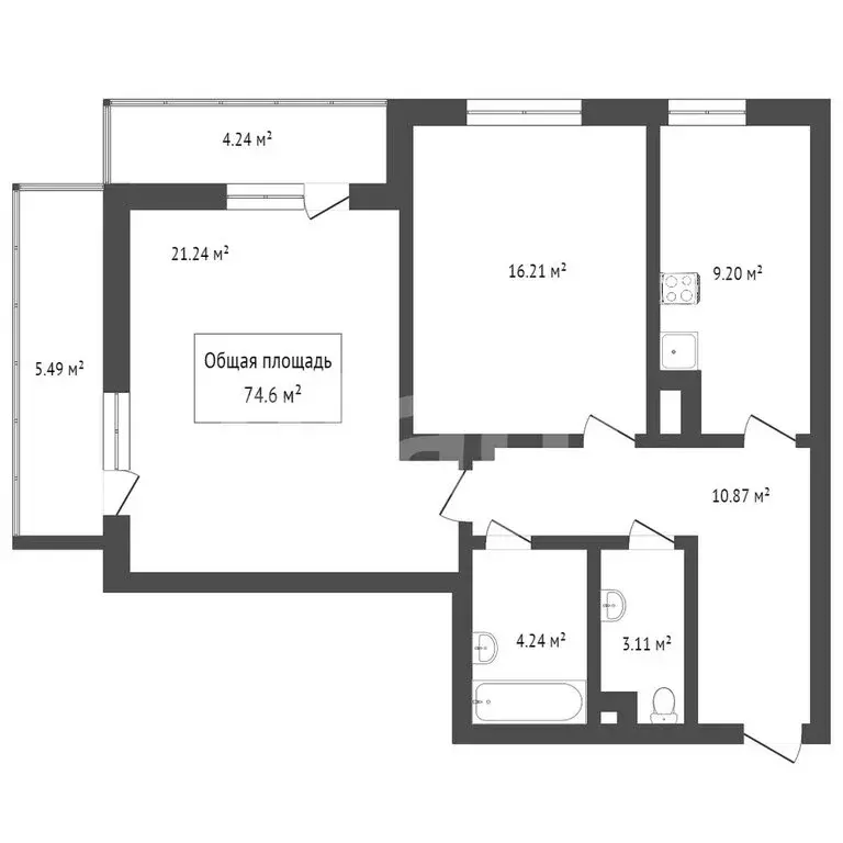 2-комнатная квартира: Томск, микрорайон Черемошники, Профсоюзная ... - Фото 1