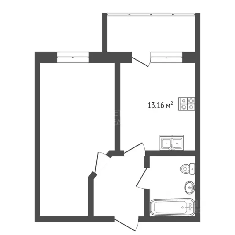 1-к кв. Тюменская область, Тюмень ул. Тимофея Кармацкого, 9 (44.0 м) - Фото 1