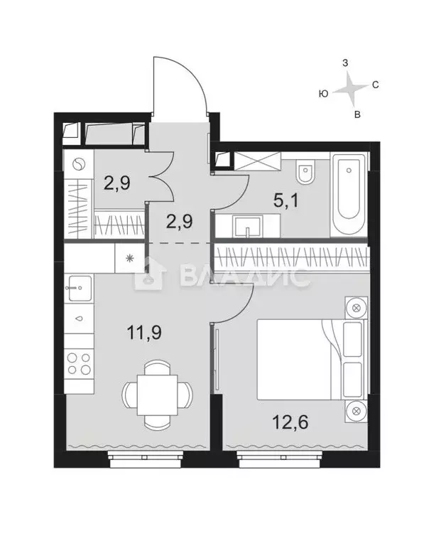 1-комнатная квартира: Москва, улица Шеногина, вл2/11 (35.4 м) - Фото 0