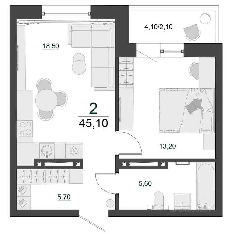 2-к кв. Красноярский край, Красноярск Нанжуль-Солнечный мкр, Фестиваль ... - Фото 1