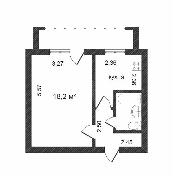1-комнатная квартира: Тюмень, улица Московский Тракт, 16 (30.9 м) - Фото 1