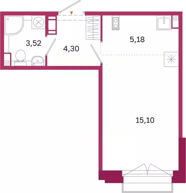 Студия Санкт-Петербург Курская ул., 27 (28.1 м) - Фото 0