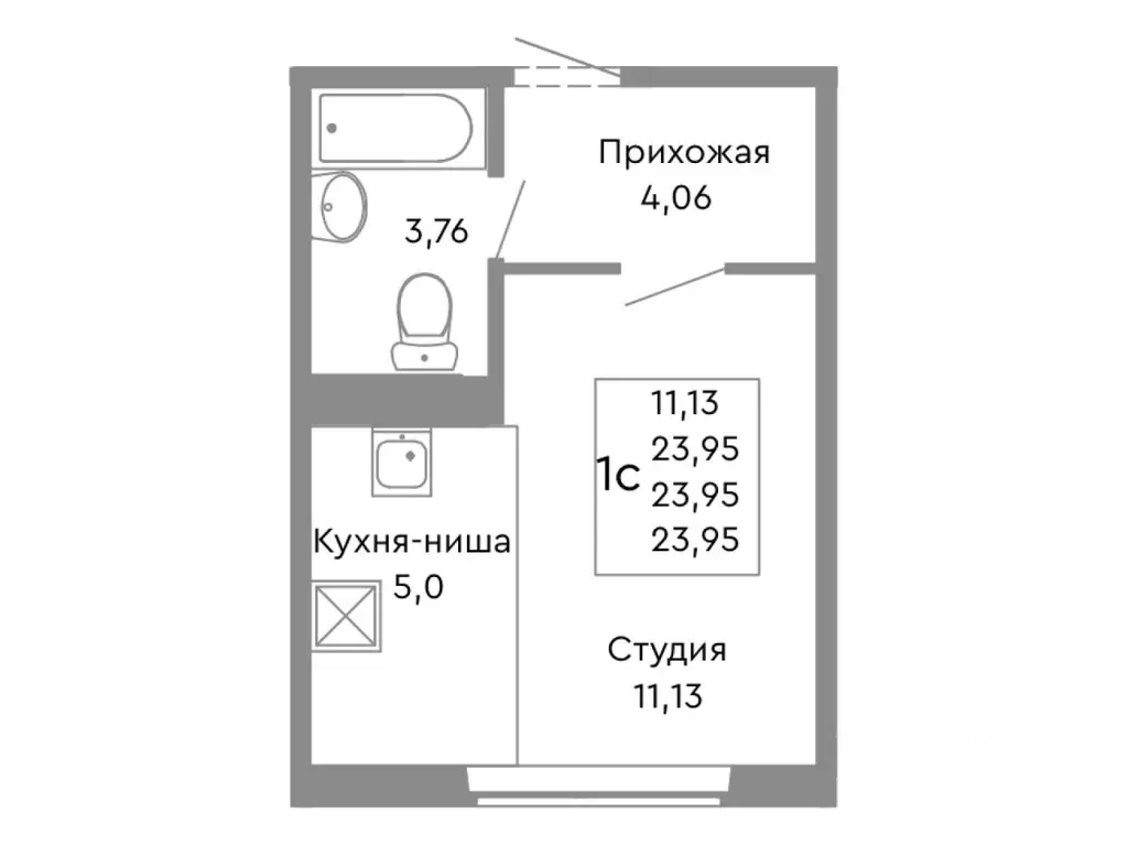 Студия Челябинская область, Челябинск ул. Танкистов, 175 (23.95 м) - Фото 1