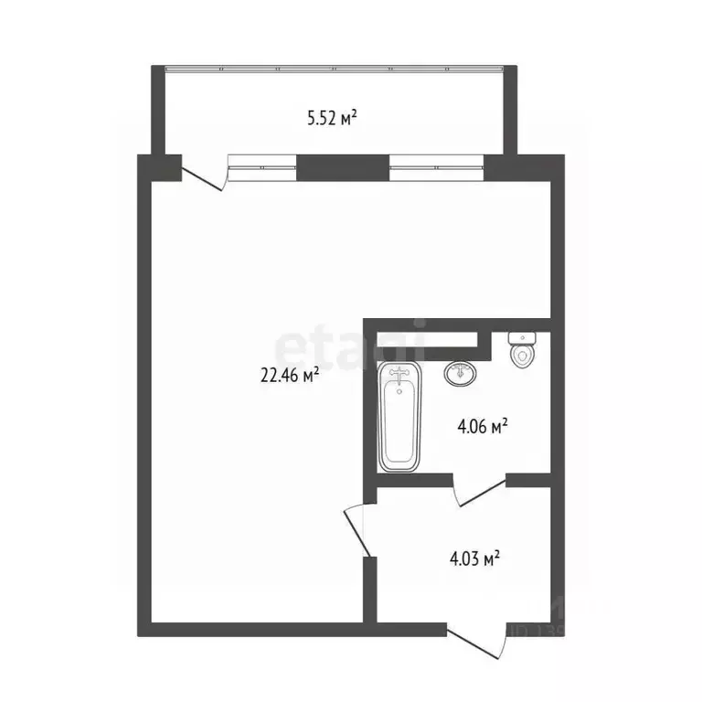 Студия Тюменская область, Тюмень Велижанская ул., 66 (31.2 м) - Фото 2