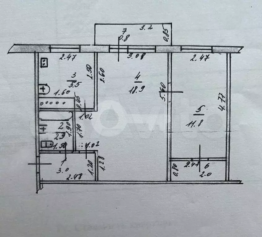 2-к. квартира, 47 м, 1/5 эт. - Фото 0