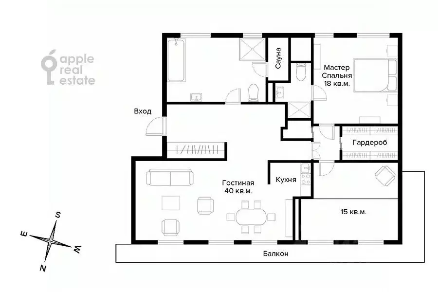 3-к кв. Москва 1-й Тверской-Ямской пер., 16 (101.0 м) - Фото 2