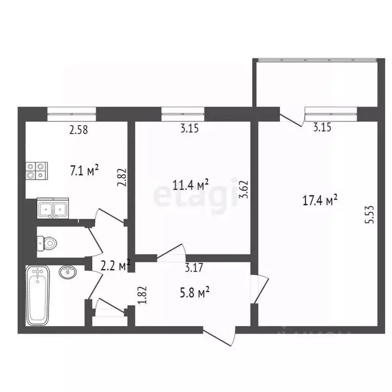 2-к кв. Ямало-Ненецкий АО, Ноябрьск ул. Ленина, 19 (49.0 м) - Фото 1