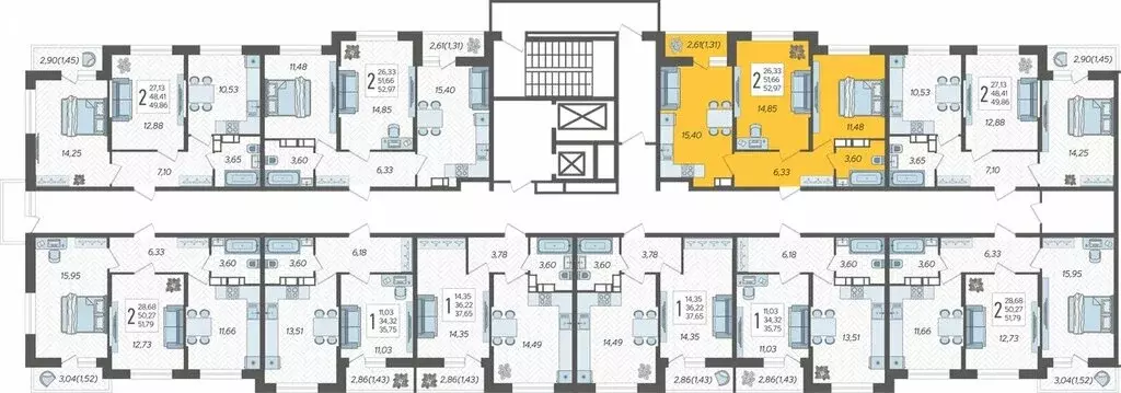 2-комнатная квартира: Краснодар, жилой комплекс Смородина (52.97 м) - Фото 1