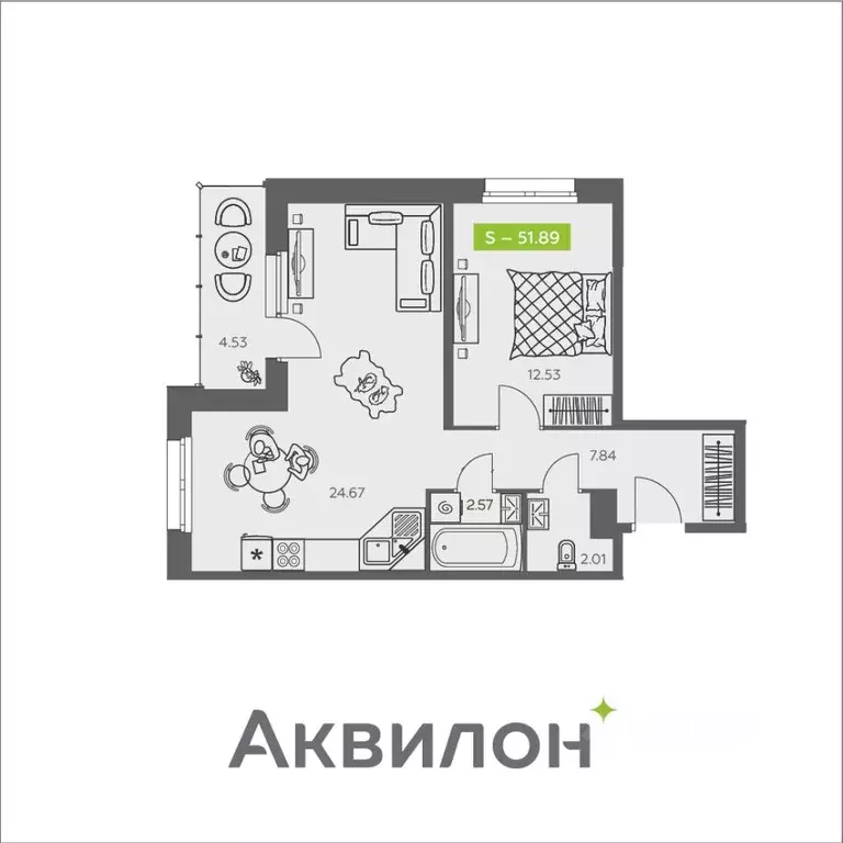 1-к кв. Архангельская область, Архангельск ул. Валявкина, 38 (51.89 м) - Фото 0
