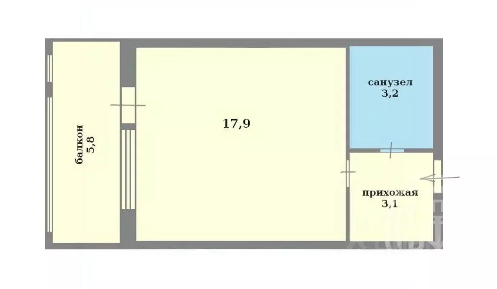 Студия Санкт-Петербург Кузнецовская ул., 58к1 (24.2 м) - Фото 2