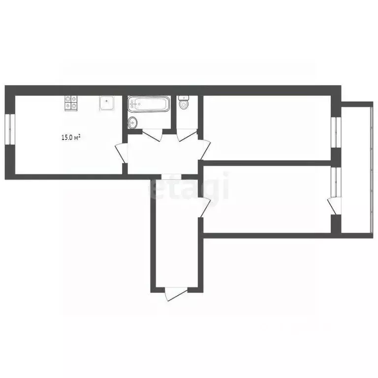 2-к кв. Тюменская область, Тюмень ул. Салтыкова-Щедрина, 53 (77.7 м) - Фото 2