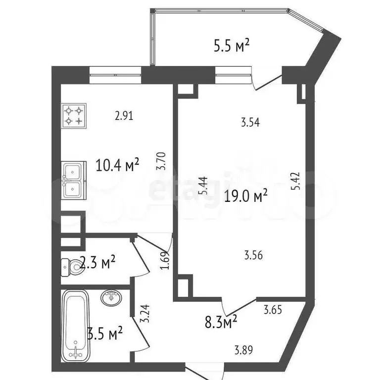 1-к. квартира, 43,5 м, 5/24 эт. - Фото 1