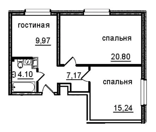 2-комнатная квартира: Санкт-Петербург, Витебский проспект, 99к1 (57.28 ... - Фото 0