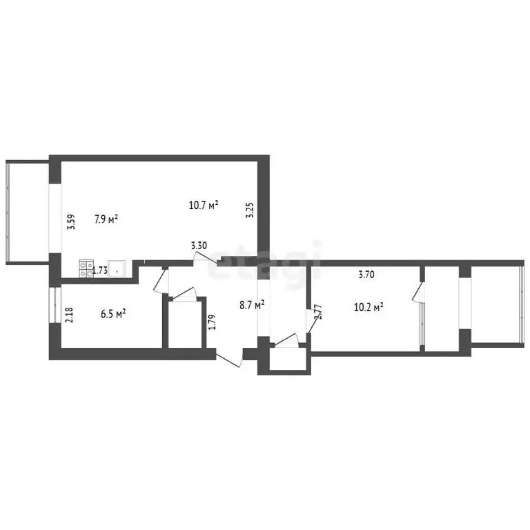 2-комнатная квартира: Симферополь, Киевская улица, 110 (57 м) - Фото 1