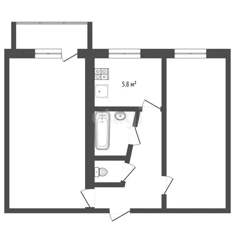 2-комнатная квартира: Винзили, Заводская улица, 22 (47.4 м) - Фото 1