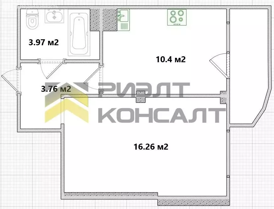 1-комнатная квартира: Омск, улица Кирова, 51к1 (34.4 м) - Фото 1