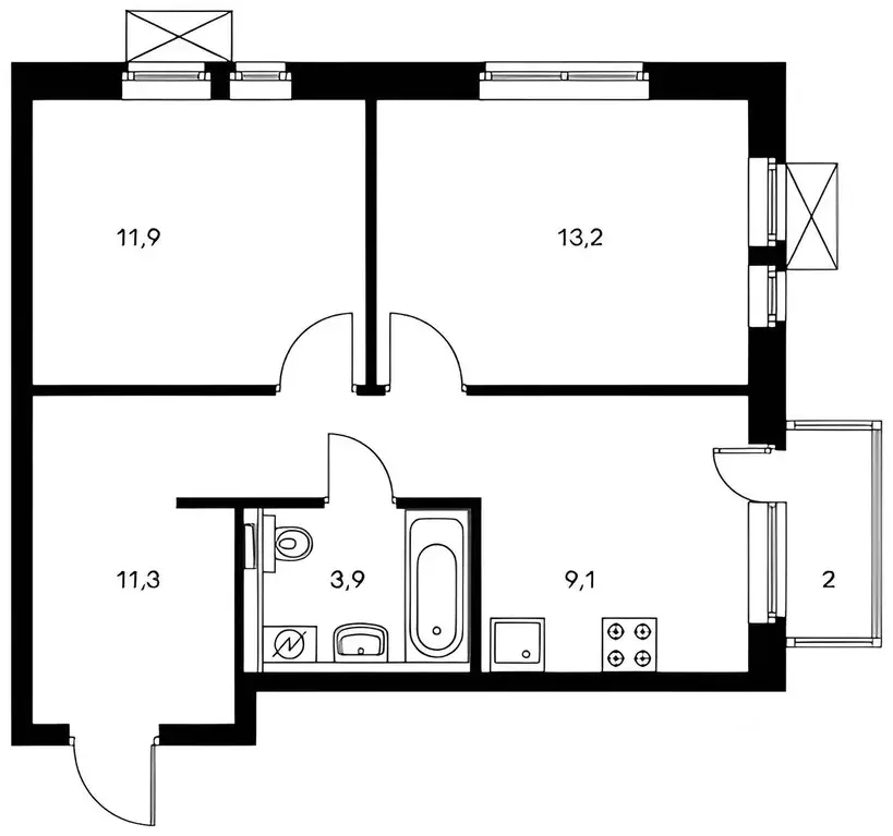 2-к кв. Тюменская область, Тюмень Полевая ул., 117к5 (50.0 м) - Фото 1