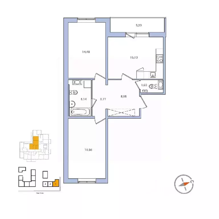 2-к кв. Ленинградская область, Гатчина ул. Чехова, 41к1 (64.86 м) - Фото 0