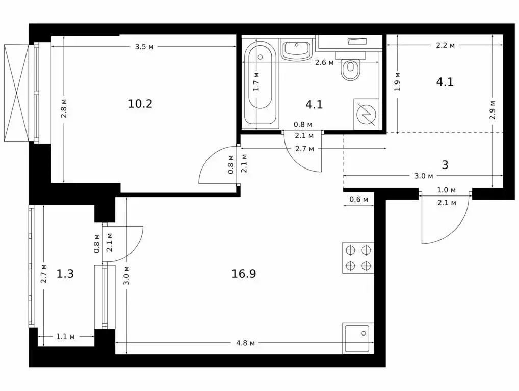 1-комнатная квартира: Казань, ЖК Сиберово, 1 (39.6 м) - Фото 0