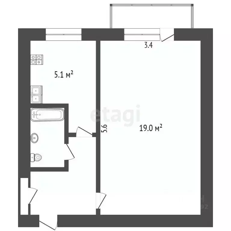1-к кв. Вологодская область, Вологда ул. Солодунова, 53 (31.4 м) - Фото 2