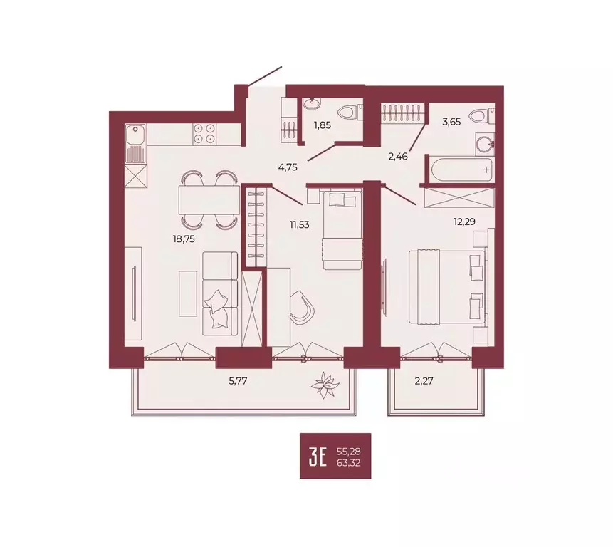 3-к кв. Пензенская область, Пенза ул. Тепличная, 55 (63.32 м) - Фото 1