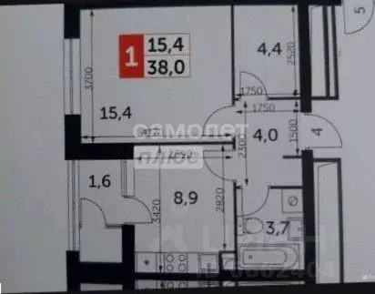 1-к кв. Москва Строительный проезд, 9С6 (38.0 м) - Фото 2
