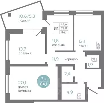 3-к кв. Красноярский край, Красноярск ул. Авиаторов, 7/2 (84.1 м) - Фото 1