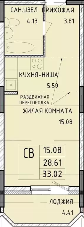 Студия Тульская область, Тула Рязанская ул., 21 (33.02 м) - Фото 0