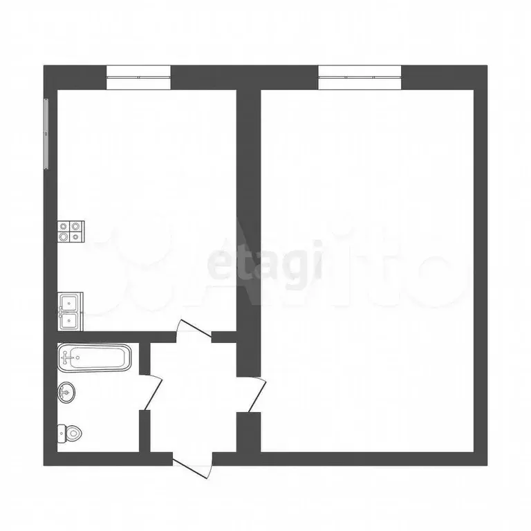 1-к. квартира, 32,1 м, 2/6 эт. - Фото 0