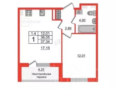 2-к кв. Санкт-Петербург Пулковское ш., 95к3 (37.34 м) - Фото 1