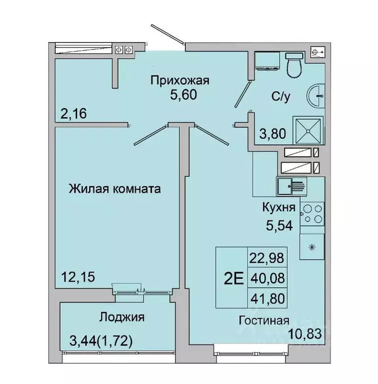 2-к кв. Ростовская область, Батайск ул. Булгакова, 11 (41.8 м) - Фото 1