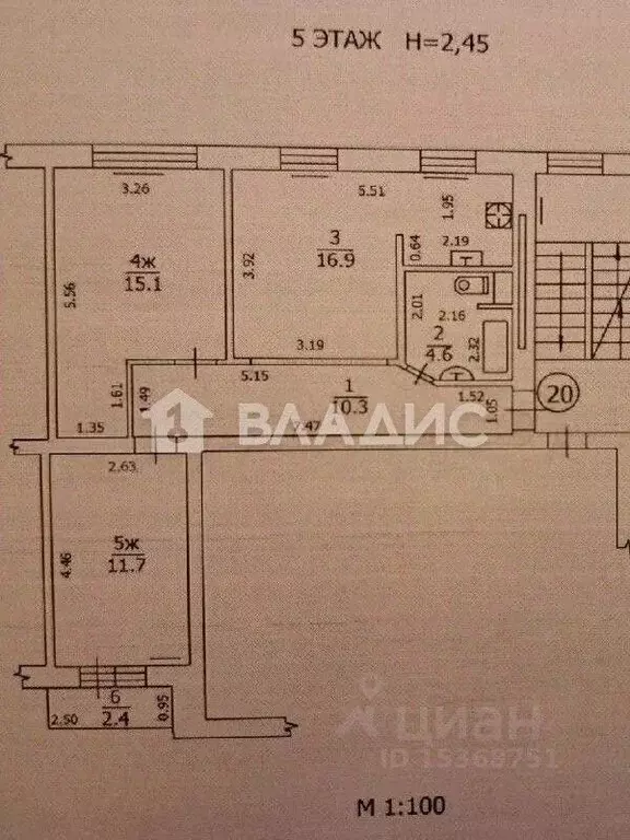 3-к кв. Калининградская область, Калининград ул. Грига, 5 (58.6 м) - Фото 2