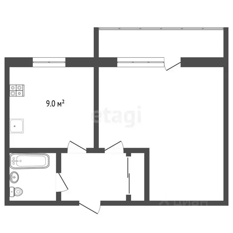 1-к кв. Владимирская область, Муром ул. Карла Маркса, 66 (33.1 м) - Фото 1