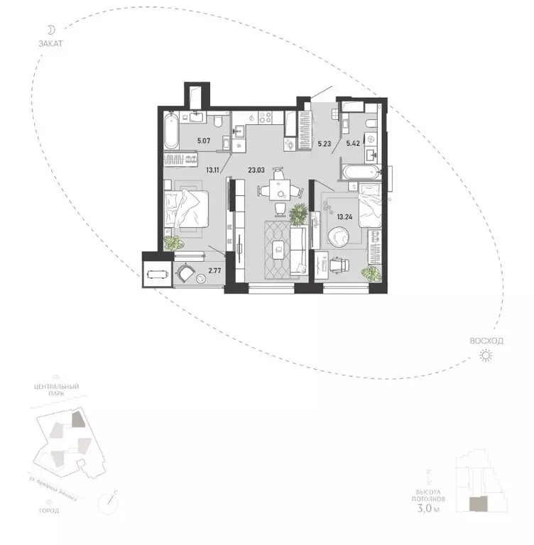 2-к кв. Тульская область, Тула ул. Фридриха Энгельса, 74 (67.87 м) - Фото 0