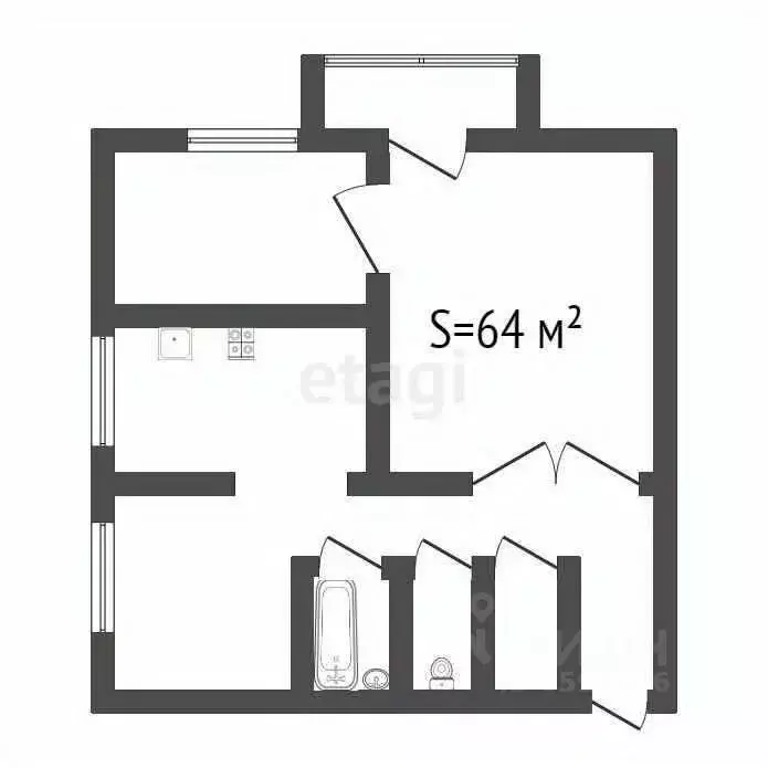 3-к кв. Тульская область, Тула ул. Сойфера, 9 (64.0 м) - Фото 1