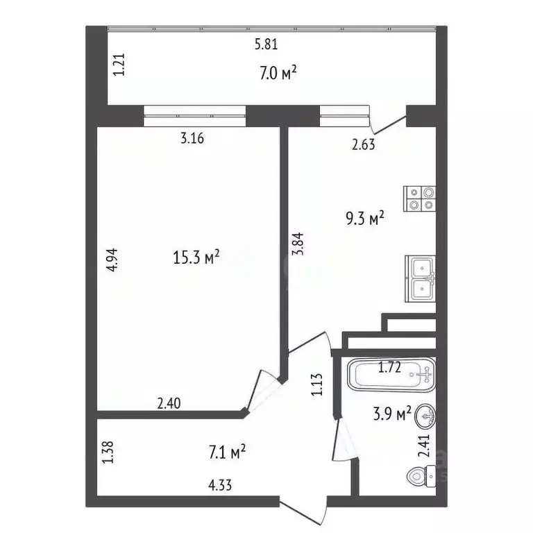 1-к кв. Татарстан, Альметьевск ул. Гафиатуллина, 66 (35.6 м) - Фото 1