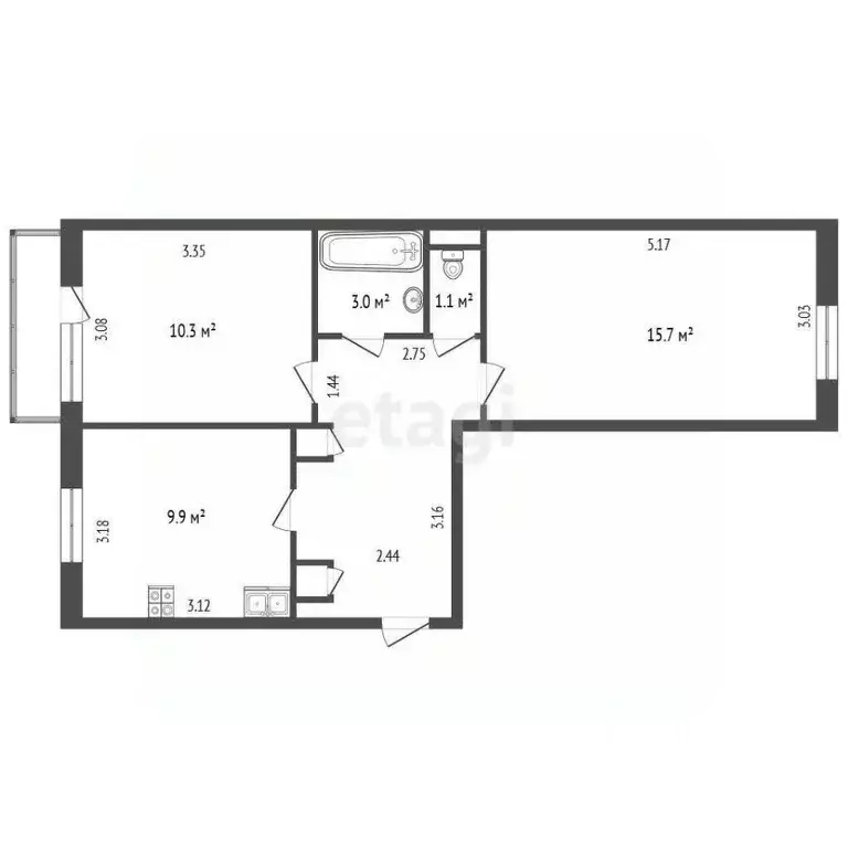 2-к кв. Забайкальский край, Чита ул. Строителей, 88 (51.3 м) - Фото 1
