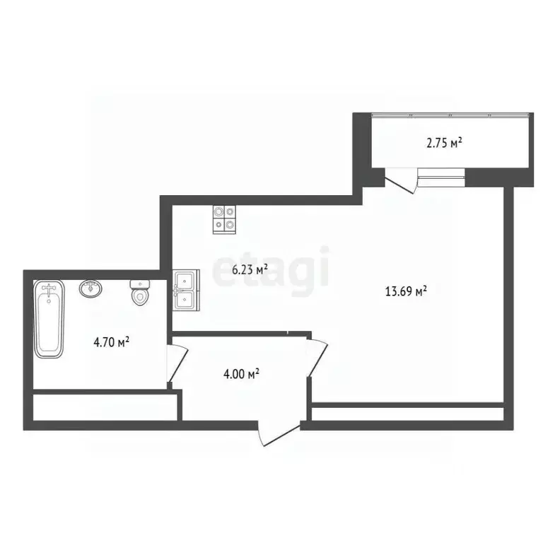 Студия Пермский край, Пермь ул. Василия Татищева, 4 (29.0 м) - Фото 1