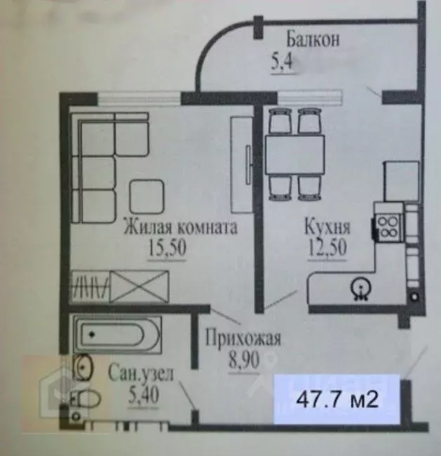 1-к кв. Крым, Евпатория ул. 9 Мая, 81А (47.7 м) - Фото 1